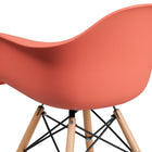 Flash Furniture Alonza Series Peach Plastic Chair with Wooden Legs-Wooden Legs with Metal Bracing