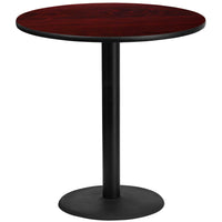 Flash Furniture 42'' Round Laminate Table Top, Mahogany with 24'' Round Bar-Height Table Base (XURD42MATR24B)-Bar Height Hospitality Table