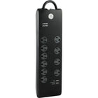 GE 10 Outlet Surge Protector with USB - 3000 J - 2 Ports - 6 ft - Black-6
