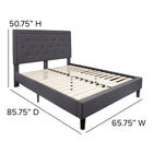 Flash Furniture Roxbury Queen Size Tufted Upholstered Platform Bed - Dark Grey Fabric-Center Support Metal Leg