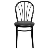 Flash Furniture HERCULES Series Fan Back Metal Chair - Black Vinyl Seat - 2 Pack-Set of 2 Metal Dining Chairs