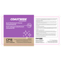 Coastwide Professional CP18 Quat Disinfectant Cleaner Concentrate DC Secondary Label-For use on a secondary container