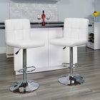 Flash Furniture 17 1/2" x 18" Quilted Vinyl Adjustable Height Bar Stool W/Chrome Base, White, 2 Pack-Comfortable Padded Seat