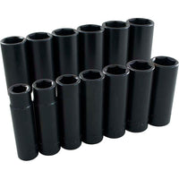 Gray Tools 13 Piece 1/2" Drive 6 Point SAE, Deep Impact Socket Set, 1/2"-1-1/4"-Contains Sizes: 1/2", 9/16", 5/8", 11/16", 3/4", 13/16", 7/8", 15/16", 1", 1 1/16", 1 1/8", 1 3/16", 1 1/4".