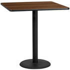 Flash Furniture 42" Square Walnut Laminate Table Top with 24" Round Bar Height Table Base, Black Finish (XUWA4242TR24B)-Bar Height Hospitality Table