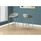Monarch Specialties 2299 Barstool - Grey Fabric/Chrome Base/Bar Height - 2 Pack-Upholstered in a soft textured grey fabric