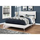 Monarch Specialties 5953Q Queen Size Bed - White Leather-Look With Chrome Legs-Curved chrome metal legs offer sturdy support with a modern twist