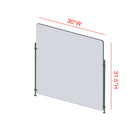 Mark Maker Rod Sneeze Guard - 30" W x 31.5" H panel 1/4" Clear Acrylic and 24" high aluminum rod set - no pass through-Made from 1/4” clear acrylic.