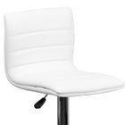 Flash Furniture Contemporary Vinyl Adjustable Height Barstool with Horizontal Stitch Back & Chrome Base - White - 2 Pack-Horizontal Line Design Upholstery