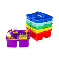 Storex Small Caddy - Assorted Colours - 6 Pack-Divided caddy with 1 large and 2 small compartments