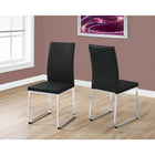 Monarch Specialties 1092 Dining Chair - Black Leather-Look/Chrome - 2 Pack-Black Leatherlook