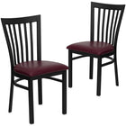Flash Furniture HERCULES Series Black School House Back Metal Restaurant Chair - Burgundy Vinyl Seat - 2 Pack-School House Back Design