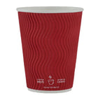 Tannex Double Wall Paper Hot Cups and Lids Combo - 10oz - Red - 100 Pack-Serve your hot and cold beverages with confidence