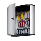 Durable Brushed Aluminum Key Cabinet with Key Lock - 18 Key - Silver-18 Key Tags