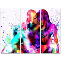 Designart Colourful Embrace 3-Panel Sensual Canvas Art Print, (PT2910-36 - 28)-Print
