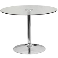 Flash Furniture 39.25" Round Glass Table with 29"H Chrome Base-Cocktail Table
