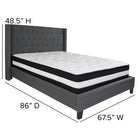 Flash Furniture Riverdale Queen Size Tufted Upholstered Platform Bed with Pocket Spring Mattress - Dark Grey Fabric-Dark Grey Fabric Upholstery