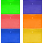 JAM Paper Plastic Envelopes with Hook & Loop - 9.75" x 11.75" - Assorted Colours - 6 Pack -Colours: Red, Lime Green, Yellow, Orange, Blue, Purple