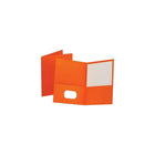 Oxford Letter-Size Twin-Pocket Folder Portfolios, 25 Pack, Orange-These twin-pocket portfolios feature a leatherette grained finish for a richer look and feel