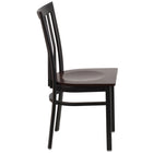Flash Furniture HERCULES Series Black School House Back Metal Restaurant Chair - Walnut Wood Seat-School House Back Design
