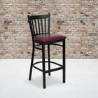 Flash Furniture HERCULES Series Black Vertical Back Metal Restaurant Barstool - Burgundy Vinyl Seat - 2 Pack-Welded Joint Assembly