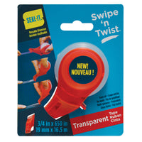Seal-It Transparent Tape with Swipe 'n' Twist Dispenser - 3/4" x 650"-Transparent stationery tape