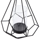 Truu Design Geo Wire Pillar Candle Holder, 9.5 x 15.25 inches, Black-Made of durable iron, rust-resistant