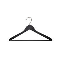 Eddie's 17-1/2" Wooden Suit Hanger - Flat Non Slip - Rubberized Coating - Black - 50 Pack-Hanger