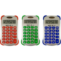 Victor 8-Digit Handheld Calculator, Assorted-Includes silver housing and uniquely-shaped rubber keys