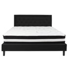 Flash Furniture Roxbury King Size Tufted Upholstered Platform Bed with Pocket Spring Mattress - Black Fabric-King Platform Bed and Mattress Set