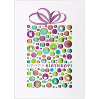 JAM Paper Blank Birthday Cards Set, Happy Birthday Dot, 25/Pack (526BG530WB)-Birthday Card with Present made of Dots Theme