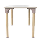 Flash Furniture Bright Beginnings 23.5" x 47" Commercial Wooden Rectangle Adjustable Height Classroom Activity Table-Beech/White-Powder Coated Metal Legs Adjust in 1" Increments from 15"H - 23"H