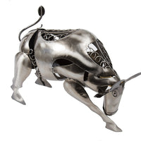 Truu Design Bull Natural Finish Iron Wine Holder, 16  13 inches, Silver-Material: durable iron construction with electroplated finish