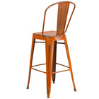 Flash Furniture 30" High Distressed Orange Metal Indoor-Outdoor Barstool with Back-Drain Holes in Seat