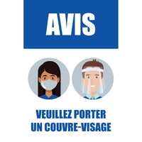 Sterling Light Gauge Plastic Sign - Avis Veuillez Porter Un Couvre-Visage - French Sign (DS21218-3118F)-Light Gauge Plastic Sign Signs