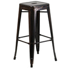 Flash Furniture Commercial Grade 24" Round Black-Antique Gold Metal Indoor-Outdoor Bar Table Set with 4 Stools-Designed for Indoor and Outdoor Use
