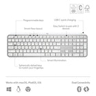 Logitech MX Keys S Wireless Keyboard - Pale Grey-Compatible with Windows, macOS, iPadOS, ChromeOS, Linux