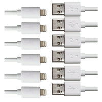 Exian Lightning USB Thick Cable, 1m, White, 6 Pack-Sync and charge