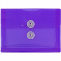 JAM Paper Plastic Envelopes with Button and String Tie Closure Index Booklet - 5.5" x 7.5" - Purple - 12 Pack -Colour: Purple 