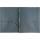 JAM Paper Plastic POP Two Pocket Clasp School Folder with Prong Clip Fasteners, Grey, 96 Pack (313525337D)-Plastic