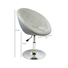 Nicer Furniture Round Leisure Vanity Stool - White-Chrome bell shape base for stability