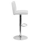 Flash Furniture Contemporary Vinyl Adjustable Height Barstools with Chrome Base - White - 2 Pack-White Vinyl Upholstery