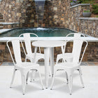 24'' Round White Metal Indoor-Outdoor Table Set with 4 Cafe Chairs [CH-51080TH-4-18CAFE-WH-GG]-24"W x 24"D x 29"H