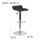 Flash Furniture Contemporary Brown Vinyl Adjustable Height Barstool with Quilted Wave Seat & Chrome Base-Seat Adjusts from Counter to Bar Height