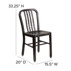 Flash Furniture Black-Antique Gold Metal Indoor-Outdoor Chair-Designed for Commercial and Residential Use