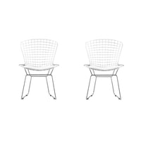 Nicer Furniture Bertoia Style Wire Side Chair - White - 2 Pack-Dining Chair