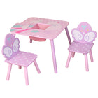 Danawares Unicorn Square Table with 2 Chairs & Storage Bag - Pink-Decorated with rainbow, unicorn, clouds, and fairy wings. Perfect for creative playtime!