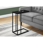 Monarch Specialties 3761 Accent Table - 25"H/Black/Black Metal-With a trendy smooth black surface, this C shape side table slips easily under your sofa, chair or bed and sits slightly off the ground to prevent damage to your floor