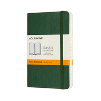 Moleskine Classic Pocket Notebook – 3.5" x 5.5" – Ruled – 96 Sheets – Myrtle Green – Soft Cover (629148)-Myrtle Green Soft Cover