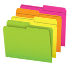 Pendaflex Pendaflex Glow Top Tab File Folders - Letter Size - Assorted Colours - 24 Pack-1/2 cut tab